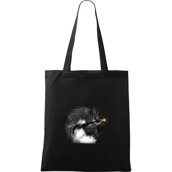 Vlak na kolejišti - Taška bavlněná - 42 x 38 cm ( Černá )