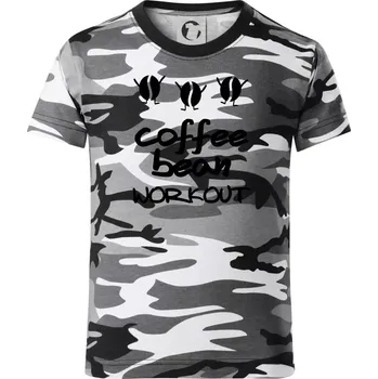 Chlapecké tričko Coffee bean workout - Dětské maskáčové triko - 104-110cm / 3-4 roky ( Šedý maskáč )