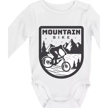 MTB mountain bike logo prsa zaoblené - Body kojenecké s dlouhým rukávem - Dlouhý r. 3-6 měs ( Bílá )
