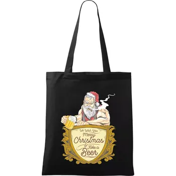 Nákupní taška Drsnej santa - Taška bavlněná - 42 x 38 cm ( Černá )
