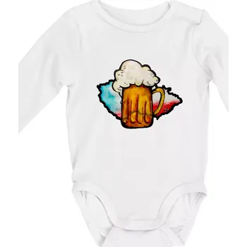Český pivař (lulu_art) - Body kojenecké s dlouhým rukávem - Dlouhý r. do 3 měs ( Bílá )