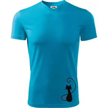 Zamilovaná kočka zpředu - Dětské triko sportovní (dresovina) - 146 cm/10 let ( Světlý tyrkys )