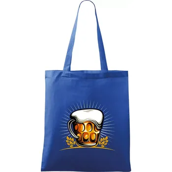 Nákupní taška Beer půllitr plný - Taška bavlněná - 42 x 38 cm ( Královská modrá )