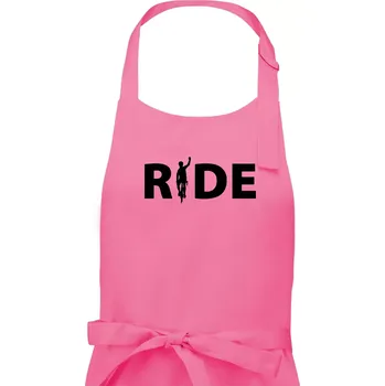 Kuchyňská zástěra Ride - nápis s cyklistou - Pánská zástěra na vaření - Univerzální velikost ( Růžová )