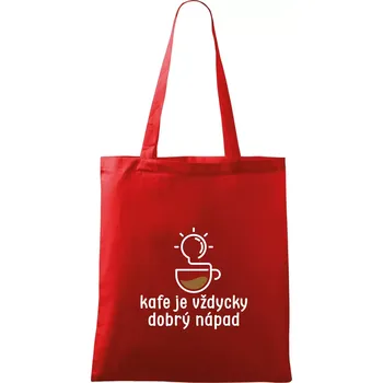 Nákupní taška Kafe je vždycky dobrý nápad - Taška bavlněná - 42 x 38 cm ( Červená )