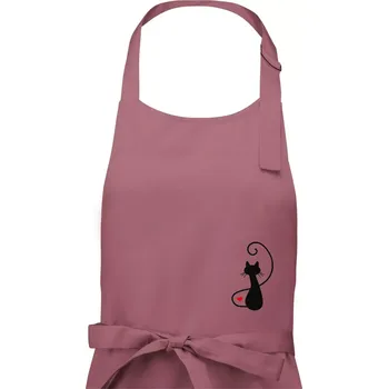 Kuchyňská zástěra Zamilovaná kočka zpředu - Dámská zástěra na vaření - Univerzální velikost ( Starorůžová )