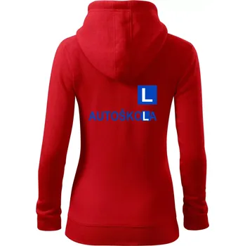 Dámská mikina Autoškola nápis - Dámská mikina trendy zipper s kapucí - XL ( Červená )