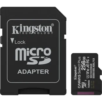 Paměťová karta Kingston MicroSDXC karta 256GB Canvas Select Plus, U1, V10, A1, SD Adaptér