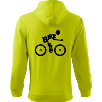 Pánská mikina Bike nápis postava - Mikina s kapucí na zip trendy zipper - S ( Limetková )