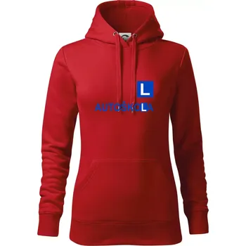 Dámská mikina Autoškola nápis - Mikina dámská Cape s kapucí - S ( Červená )