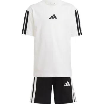 adidas 3 Stripe Essentials Tee Set Infants White/Black 6-7 Years