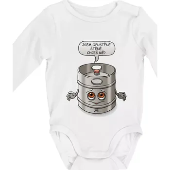 Opuštěné štěně - sud (Hana-creative) - Body kojenecké s dlouhým rukávem - Dlouhý r. 3-6 měs ( Bílá )