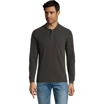 Pánské tričko PERFECT MEN LSL POLO 180g Perfect Lsl Men - Charcoal MelangeXL