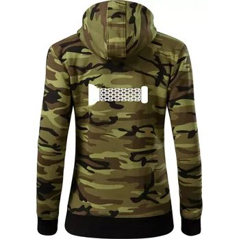 Dámská mikina Cyclo grip - Dámská mikina trendy zipper s kapucí - S ( Zelený maskáč )