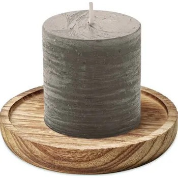Svíčka Svíčka s dřevěným stojánkem Pentas - Šedá