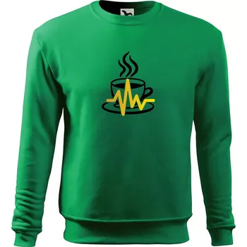 Chlapecké tričko Káva EKG hrnek - Mikina Essential dětská - 146 cm/10 let ( Středně zelená )