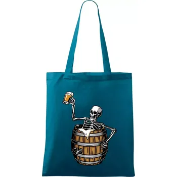 Nákupní taška Kostra pivo - Taška bavlněná - 42 x 38 cm ( Petrolejová )