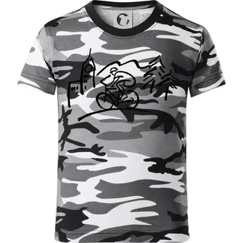 Chlapecké tričko Cyklista na výletě - Dětské maskáčové triko - 146 cm/10 let ( Šedý maskáč )