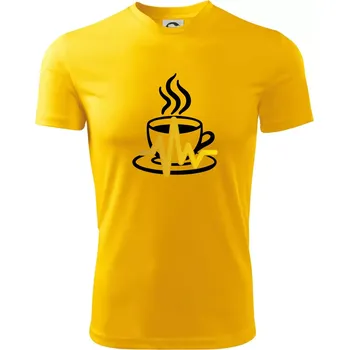 Chlapecké tričko Káva EKG hrnek - Dětské triko sportovní (dresovina) - 158 cm/12 let ( Žlutá )