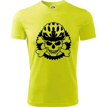 Chlapecké tričko Lebka cyklisty - helma - Dětské triko sportovní (dresovina) - 158 cm/12 let ( Neonově žlutá )