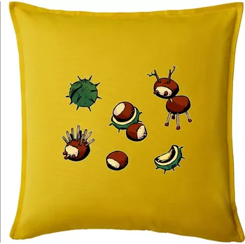 Polštář Kaštanová zvířátka - obdelník - Polštář 50x50 - 50x50 - Pouze potah ( Žlutá )