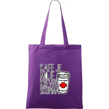 Kafe je moje krevní skupina - Taška bavlněná - 42 x 38 cm ( Fialová )