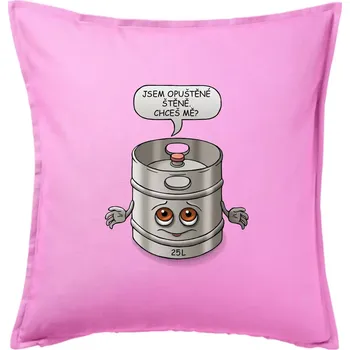 Polštář Opuštěné štěně - sud (Hana-creative) - Polštář 50x50 - 50x50 - Pouze potah ( Růžová )