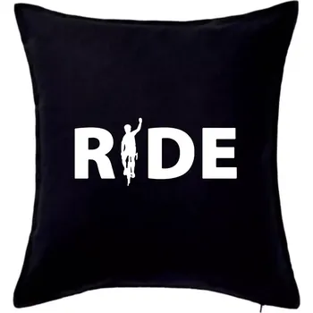 Polštář Ride - nápis s cyklistou - Polštář 50x50 - 50x50 - Pouze potah ( Černá )