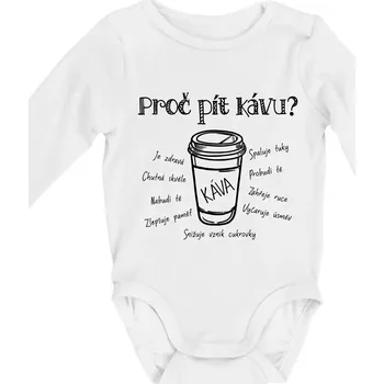 Kojenecký body Benefity kávy - Body kojenecké s dlouhým rukávem - Dlouhý r. do 3 měs ( Bílá )