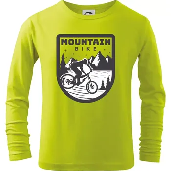 Dětská móda MTB mountain bike logo prsa zaoblené - Triko dětské Long Sleeve - 146 cm/10 let ( Limetková )
