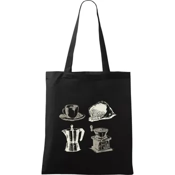 Nákupní taška Retro kavárna - Taška bavlněná - 42 x 38 cm ( Černá )