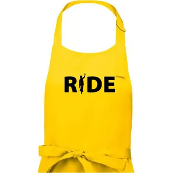 Kuchyňská zástěra Ride - nápis s cyklistou - Dámská zástěra na vaření - Univerzální velikost ( Žlutá )