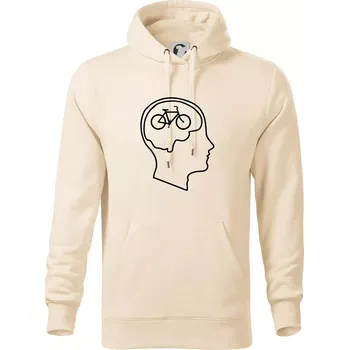 Pánská mikina Myslím jen na kolo - Mikina pánská Cape s kapucí - L ( Mandlová )