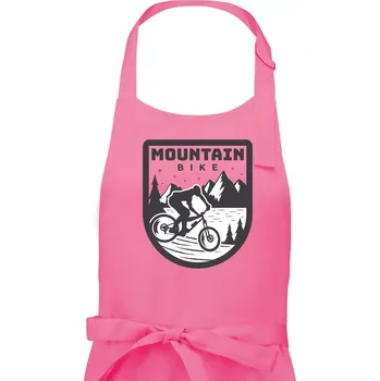 Kuchyňská zástěra MTB mountain bike logo prsa zaoblené - Pánská zástěra na vaření - Univerzální velikost ( Růžová )