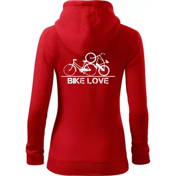 Dámská mikina Bike love - Dámská mikina trendy zipper s kapucí - XS ( Červená )