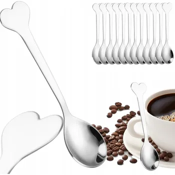 Příbor DEZERTNÍ LŽIČKY NA DORTY, ČAJ, KÁVU, DO KAVÁRNY – SADA 12 Ks SRDÍČKA