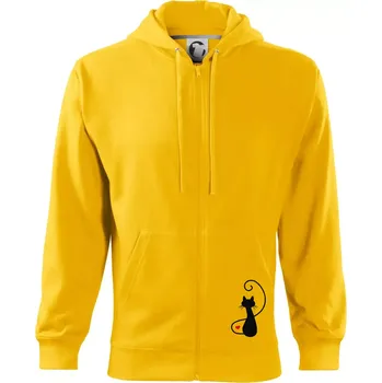 Pánská mikina Zamilovaná kočka zpředu - Mikina s kapucí na zip trendy zipper - 2XL ( Žlutá )