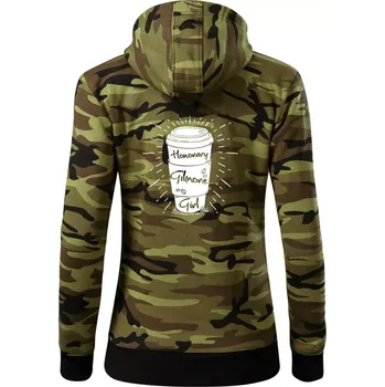 Dámská mikina Honorary Gilmore Girl - Dámská mikina trendy zipper s kapucí - XS ( Zelený maskáč )