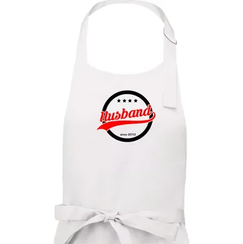 Kuchyňská zástěra Husband since (váš ročník) - Pánská zástěra na vaření - Univerzální velikost ( Bílá )