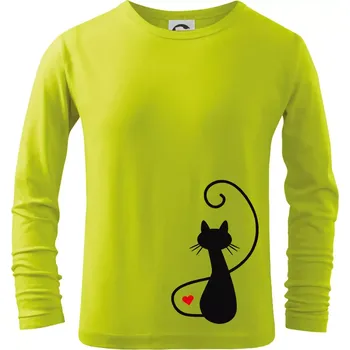 Dětská móda Zamilovaná kočka zpředu - Triko dětské Long Sleeve - 104-110cm / 3-4 roky ( Limetková )