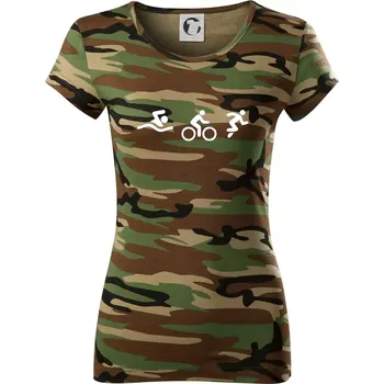 Dámské tričko Triathlon postavy - Dámské maskáčové triko - XS ( Hnědý maskáč )