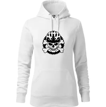 Dámská mikina Lebka cyklisty - helma - Mikina dámská Cape s kapucí - M ( Bílá )