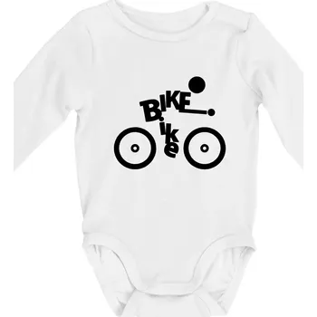 Kojenecké oblečení Bike nápis postava - Body kojenecké s dlouhým rukávem - Dlouhý r. do 3 měs ( Bílá )