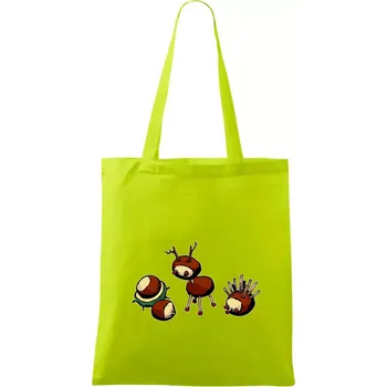 Kaštanová zvířátka - v řadě - Taška bavlněná - 42 x 38 cm ( Limetková )