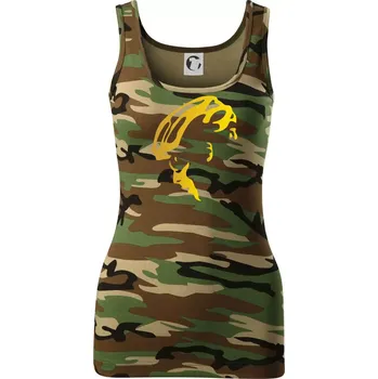 Dámské tričko Hlava cyklista zlatá - Dámské Maskáčové tílko - XS ( Hnědý maskáč )