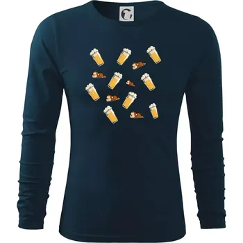 Pánská móda Pivo a opice - Triko s dlouhým rukávem FIT-T long sleeve - S ( Námořní modrá (velmi tmavá - téměř černá) )