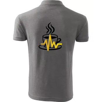 Pánská košile Káva EKG hrnek - Polokošile pánská Pique Polo 203 - M ( Tmavě šedý melír )
