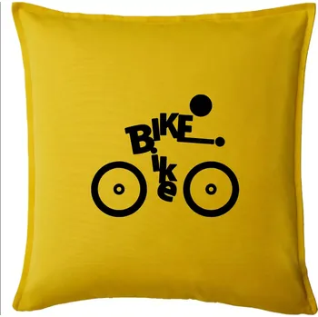 Polštář Bike nápis postava - Polštář 50x50 - 50x50 - Včetně výplně ( Žlutá )