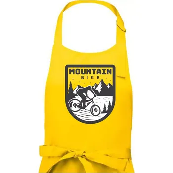 Kuchyňská zástěra MTB mountain bike logo prsa zaoblené - Pánská zástěra na vaření - Univerzální velikost ( Žlutá )