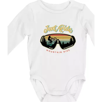 Just ride mountain bike - Body kojenecké s dlouhým rukávem - Dlouhý r. 3-6 měs ( Bílá )